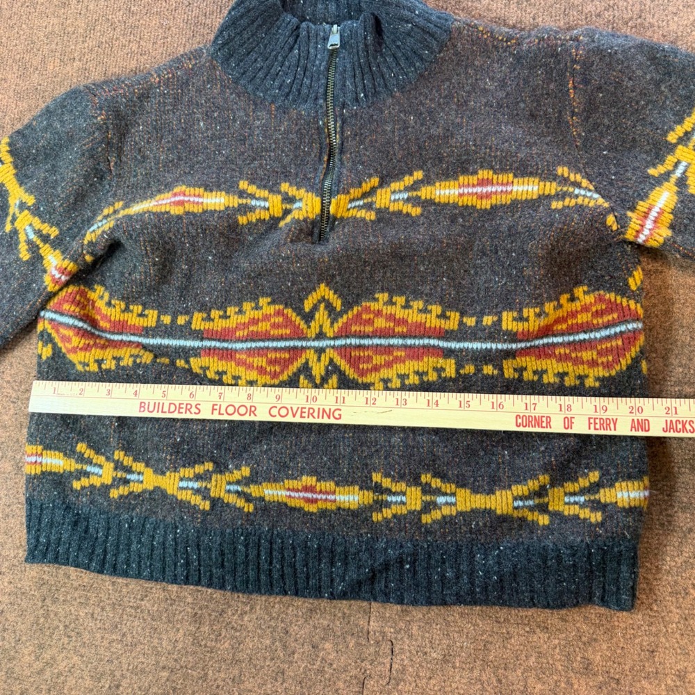 Pendleton Womens Quarter Zip Wool Blend Southwestern Pattern Sweater Grey Medium - Picture 5 of 7